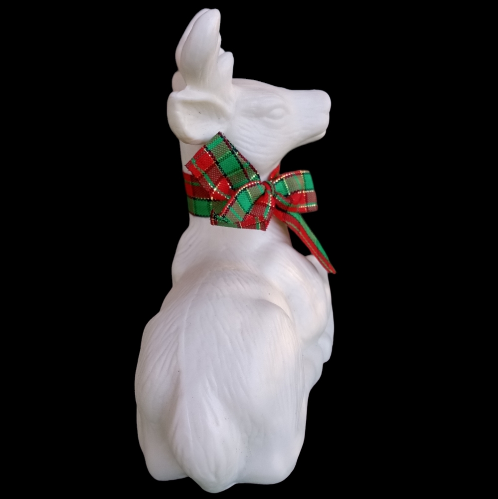 Vtg Bisque Porcelain Holiday Deer - Picture 4 of 9